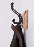 Natural Iron Ornate Scroll Coat Hook in Situ 