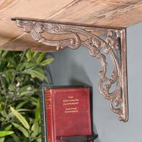 Ornate Scroll Design Cast Iron Victorian Amalina Wall Bracket in a Natural Finish