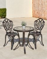Ornate Two Chair Bistro Set with Mosaic Table Top in Situ Ornate Two Chair Bistro Set with Mosaic Table Top in Situ