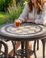 The "Charlotte" 2-Seater Outdoor Mosaic Bistro Set - Antique Bronze
