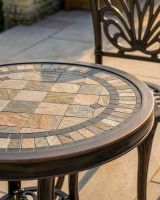 The "Charlotte" 2-Seater Outdoor Mosaic Bistro Set - Antique Bronze