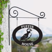 Oval Steel Puffin Hanging House Name Sign