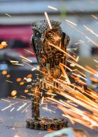 Recycled Metal Owl Sculpture - 15cm