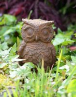 Cast Iron Horned Owl Sculpture in Situ