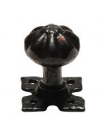 Pair of Antique Black Iron Mortice Door Knobs With Star Backplates