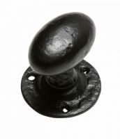 Pair of Black Iron Oval Mortice Knobs