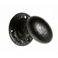 Pair of Black Iron Oval Mortice Knobs