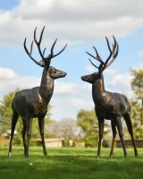 Pair of Standing Cast Aluminium Stags