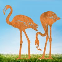 Pair of Flamingo"s Sheet Steel Silhouette in Rustic Finish in Situ