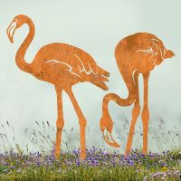 Pair of Flamingo"s Sheet Steel Silhouette in Rustic Finish