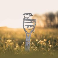 Unfinished Sheet Steel Silhouette with Pair of Nuthatches Motif