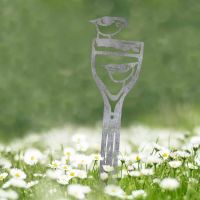 Unfinished Sheet Steel Silhouette with Pair of Nuthatches Design