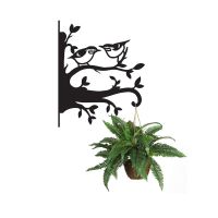 Pair of Nuthatches Steel Hanging Basket Bracket with Planter