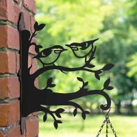Steel Hanging Basket Bracket with Pair of Nuthatches Topper