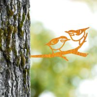 Rustic Steel Tree Spike with Pair of Nuthatches Motif