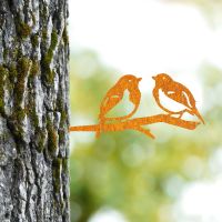 Rustic Steel Tree Spike with Pair of Robins Design