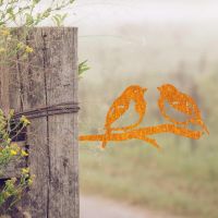 Rustic Steel Tree Spike with Pair of Robins Motif