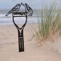 Sheet Steel Silhouette in Black Finish with Pair of Siskins Design Sheet Steel Silhouette in Black Finish with Pair of Siskins Design