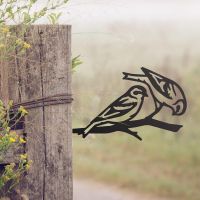 Black Steel Tree Spike with Pair of Siskins Design