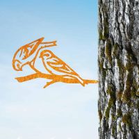 Rustic Steel Tree Spike with Pair of Siskins Motif