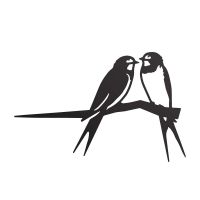 Close-Up of Black Pair of Swallows Steel Tree Spike Close-Up of Black Pair of Swallows Steel Tree Spike