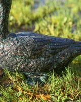 Pair of Verdigris Cast Aluminium Ducks Sitting Version with a Close up of the Wing