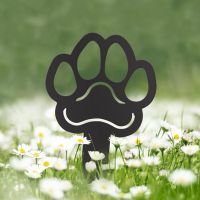 Black Grave Marker Ground Spike with Paw Print Topper in Situ