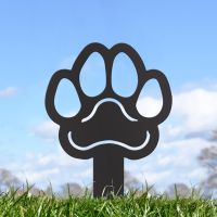 Paw Print Grave Marker Ground Spike in Black Finish