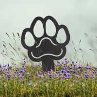 Black Grave Marker Ground Spike with Paw Print Topper
