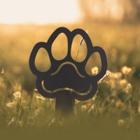 Paw Print Grave Marker Ground Spike in Black Finish in Situ