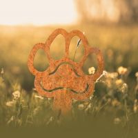 Rustic Grave Marker Ground Spike with Paw Print Topper