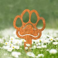 Paw Print Grave Marker Ground Spike in Rustic Finish