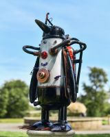 Penguin Diver Recycled Metal Sculpture