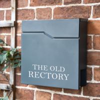 Personalised Granite Grey "Staggered" Wall Mounted Post Box & Newspaper Holder Personalised Granite Grey "Staggered" Wall Mounted Post Box & Newspaper Holder