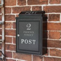 Personalised Black "Oxford" Wall Mounted Post Box with Silver Text Personalised Black "Oxford" Wall Mounted Post Box with Silver Text