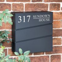 Personalised Black "Park View" Wall Mounted Post Box & Newspaper Holder - Version 2