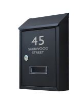 Personalised contemporary wall mounted black post box Personalised contemporary wall mounted black post box