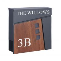 Personalised Elmsgate Anthracite Grey Modern Wall Mounted Post Box with Personalisation