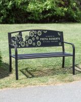 Butterfly and flowers memorial park or garden bench