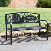 Black Personalised Garden Snail Iron & Steel Park Bench in Situ