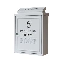 White wall mounted personalised post box White wall mounted personalised post box