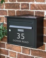 Personalised contemporary wall mounted black post box Personalised contemporary wall mounted black post box
