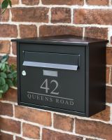 Personalised Modern Black Steel Front Opening Wall Mounted Post Box with Lock (Version 2) Personalised Modern Black Steel Front Opening Wall Mounted Post Box with Lock (Version 2)