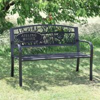 Iron & Steel Park Bench in Black with Personalised Pheasant Cut-Out Iron & Steel Park Bench in Black with Personalised Pheasant Cut-Out