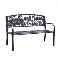 Personalised Robins Iron & Steel Park Bench in Black on White Background Personalised Robins Iron & Steel Park Bench in Black on White Background