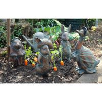 set of Four Peter Rabbit Garden Sculptures Finished in an Aged Bronze