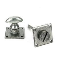 Close up of ends of Pewter Diamond Bathroom Thumb Lock