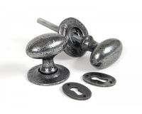 Parts of Pewter Oval Door Knob Set 