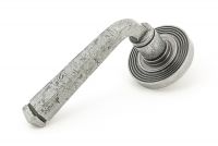 Pewter Round Lever Door Handle on Beehive Rose Handle Pewter Round Lever Door Handle on Beehive Rose Handle