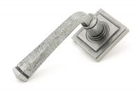 Pewter Round Lever Door Handle on Square Rose Handle